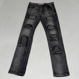 RGSTR Jeans Men Sz 32 (31x30) Black Distressed Thrashed Moto Biker Whiskers EUC